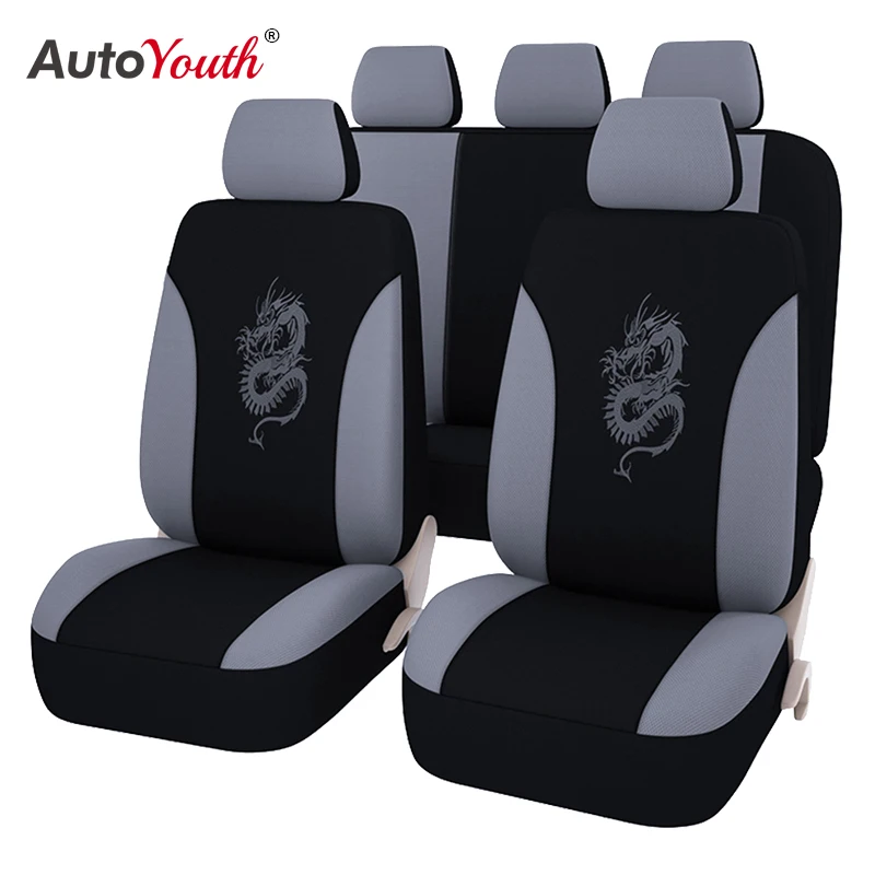 AUTOYOUTH 9PCS Car Seat Covers Set Universal Fit Most Cars with Dragon Pattern Detail Styling Protector | Автомобили и мотоциклы