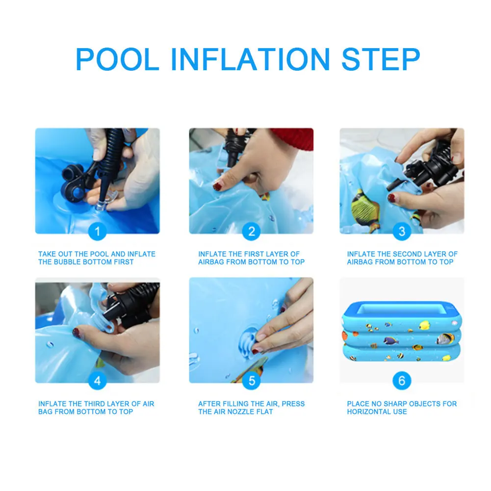 

High Quality Toys Domestic Rectangular Family Pool 120*90*35cm Indoor Outdoor Inflatable PoolDouble Layer ED889