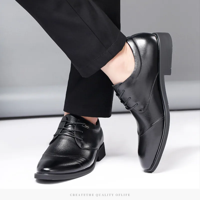 

Genuine Leather Men Shoes Wedding Dress Italian Shoe Lace Up Black Business Shoes Men Original Formal Office Shoes for Man