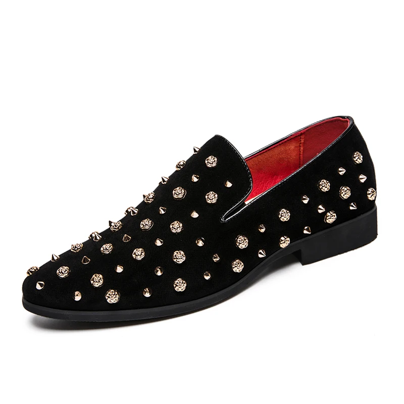 

Chaussures Homme Plus Size Men Loafer Shoes Party Dress Casual Rhinestone Pointed Toe Flat Breathable Party Dress Shoes