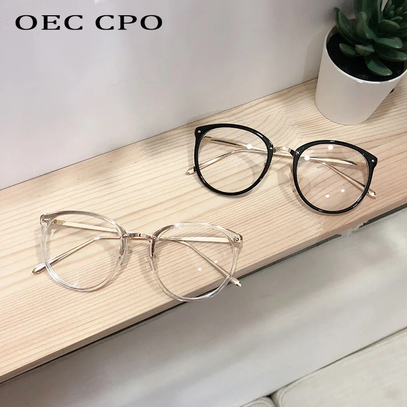 OEC CPO черные прозрачные оправы для очков женские новые винтажные круглые