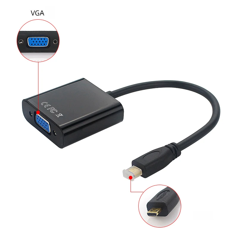 Адаптер Micro HDMI совместимый с VGA аудиокабелем 3 5 мм и USB преобразователем для