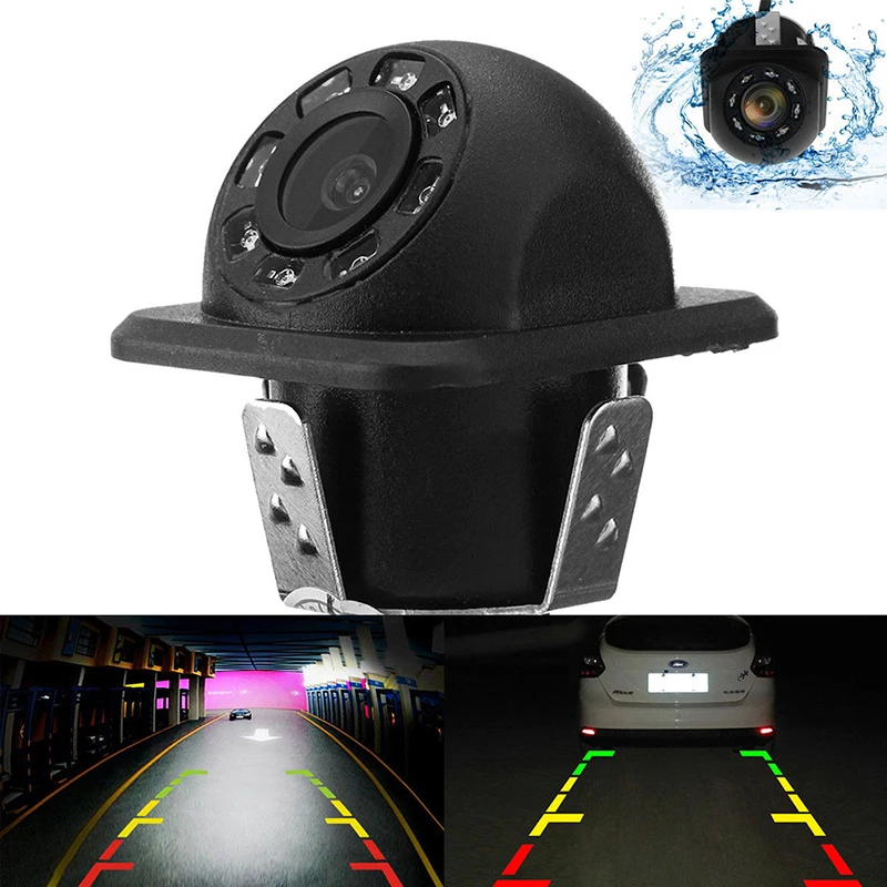 

1pc 170 Degree CMOS Car Rear View Backup Camera Reverse 8 LED Night Vision Waterproof Camera Vehicle Backup Cameras Wire Glass