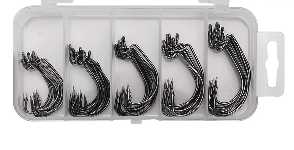 Набор рыболовных крючков широкая рукоятка углеродистая сталь офсетный рыболовный крючок колючий Карп Рыболовный крючок для Мягкая приманка в виде червей морские снасти Аксессуары
