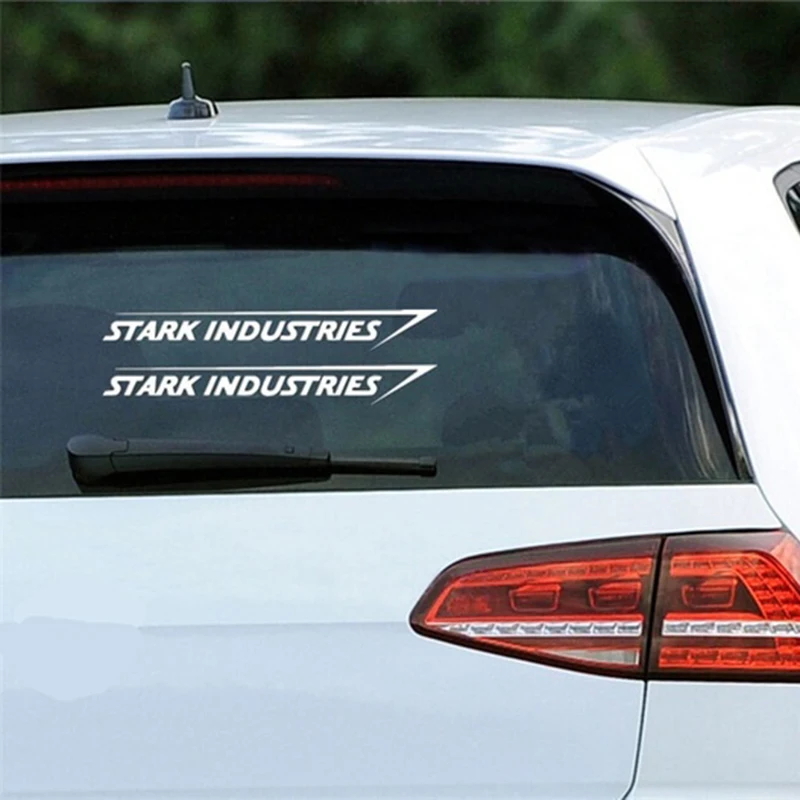 2 шт., наклейки Stark Industries для автомобиля, спорта, гонок, тела, полосы, виниловые наклейки, черные, белые, для автомобиля, внешнее украшение, легко использовать