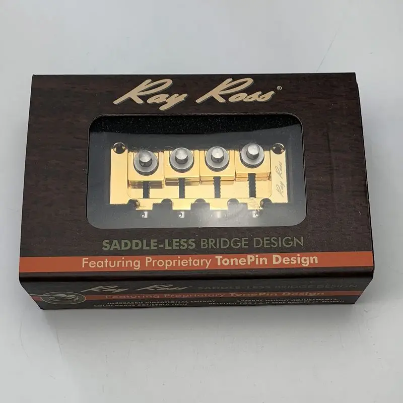 

Original RAY ROSS RRB4G SADDLE-LESS 4 STRING BASS BRIDGE GOLD