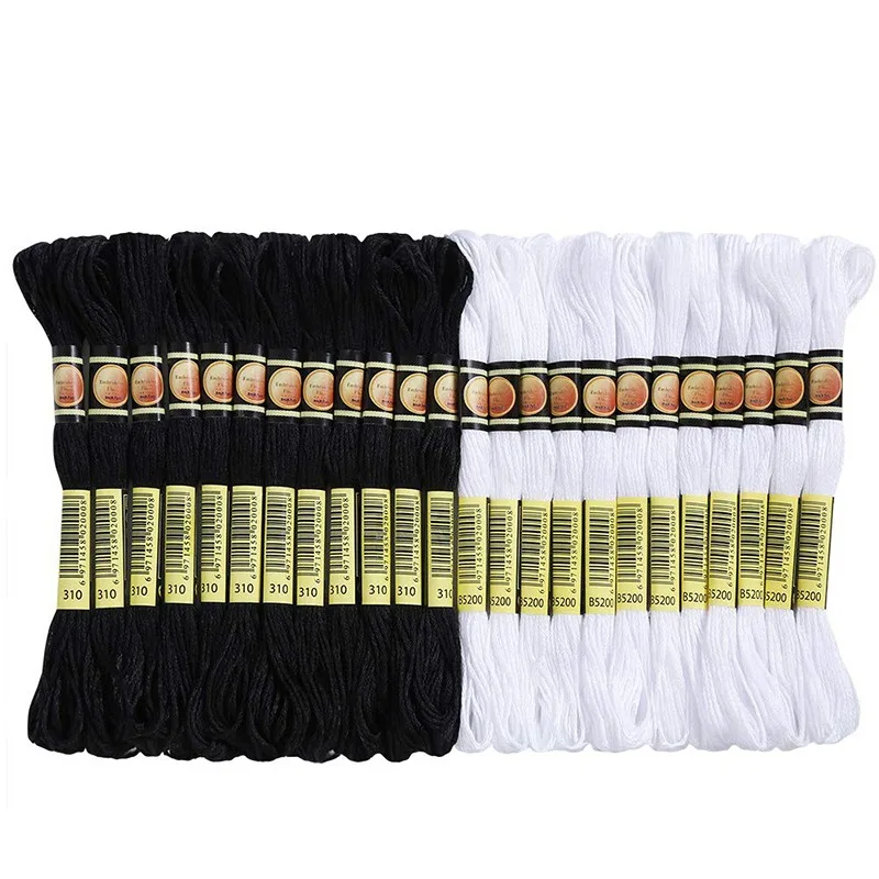 Нитки для вышивания нитки рукоделия крестиком хлопковые шитья цвет белый и