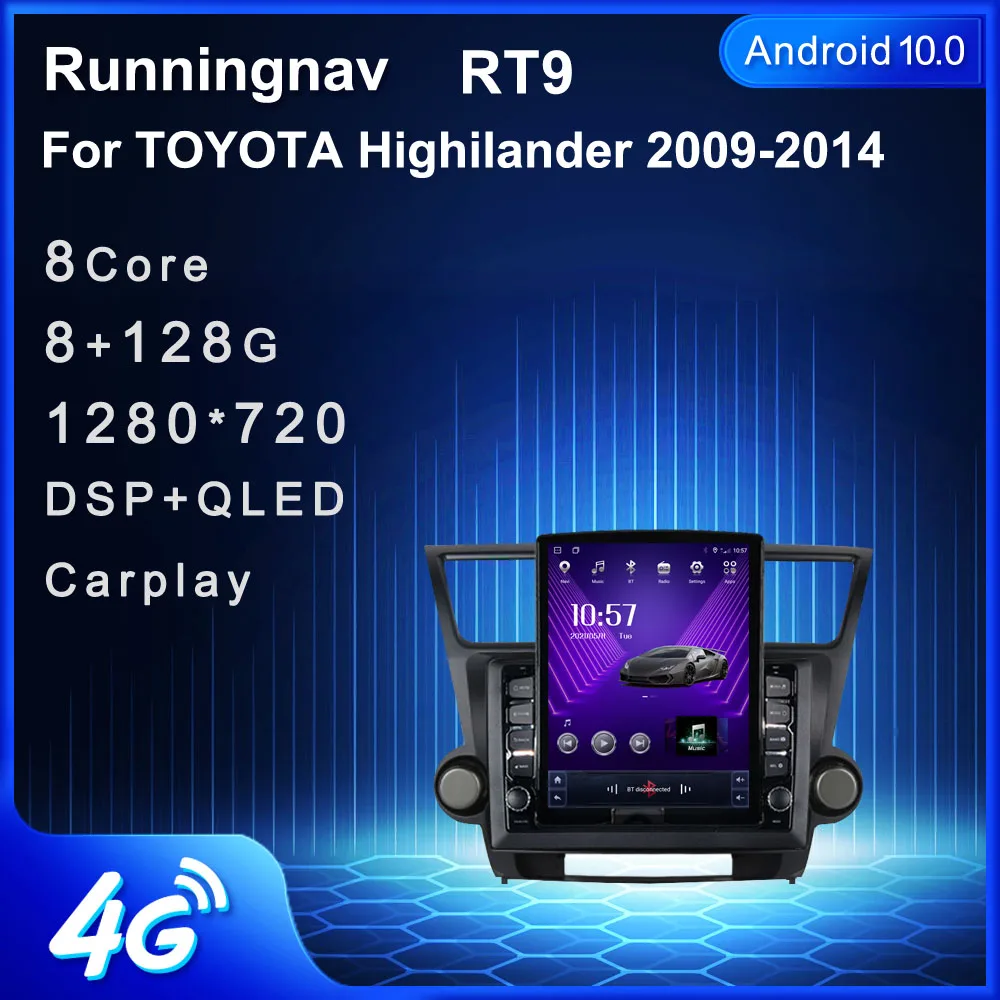

9.7" Android 10.1 For TOYOTA Highlander 2009-2014 Tesla Type Car Radio Multimedia Video Player Navigation GPS RDS no dvd
