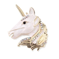 hoseng romantic alloy unicorn animal brooch wedding suit gift clothes jewelry accessories white color enamel pin hs_852
