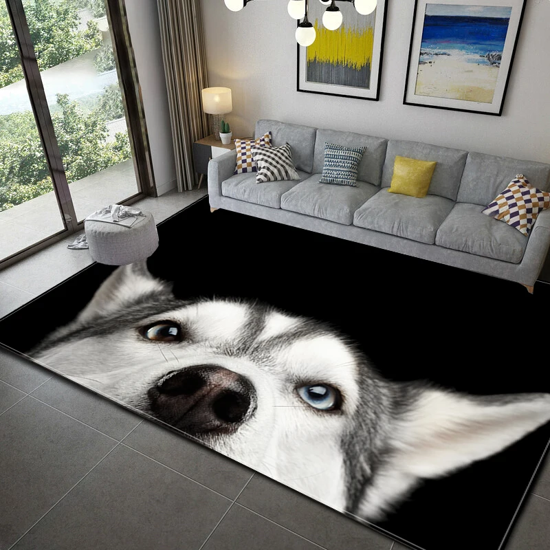 

Funny Dog Pet Carpet Rug Soft Flannel 3D Printed Rugs Mat Area Rugs Anti-slip Doormat Large Carpet Rug Living Room Decor