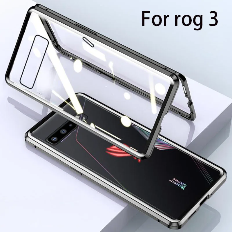 Magnetic Adsorption dual side Case For ASUS ROG 3 ROG3 ROG5 Phone Metal Frame Clear Tempered Glass Cover rog3 Cases | Мобильные