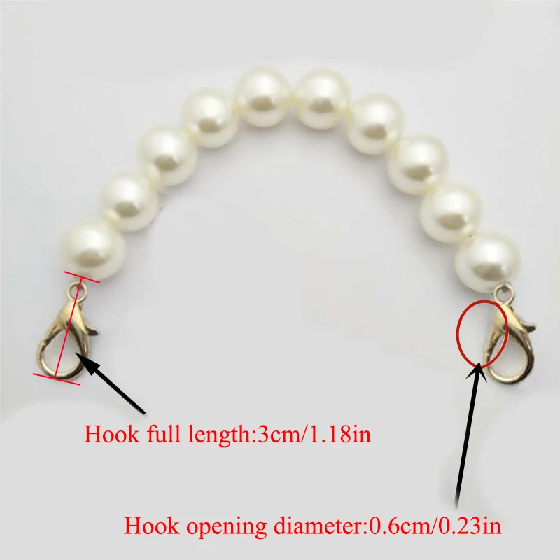 

New Imitation Pearl Beaded Bag Chain Handbag Strap with Buckle Detachable Short Bag Handle Women Clutch Shoulder Purse Chain