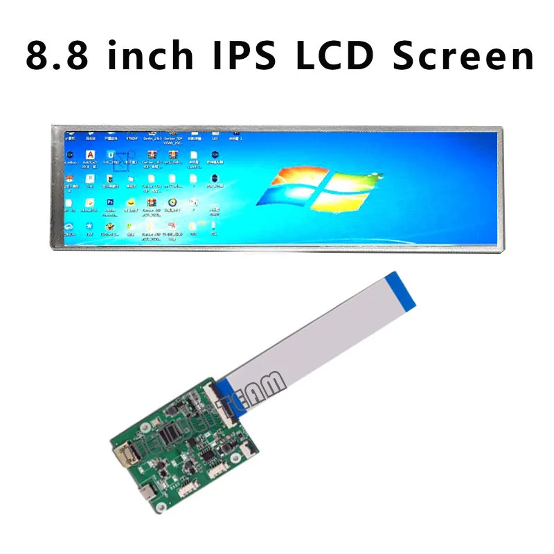 8.8 inch HSD088IPW1 LCD screen 1920x480 60Hz Aida64 Long Strip IPS Display USB Controller Board for Automotive Display Raspberry