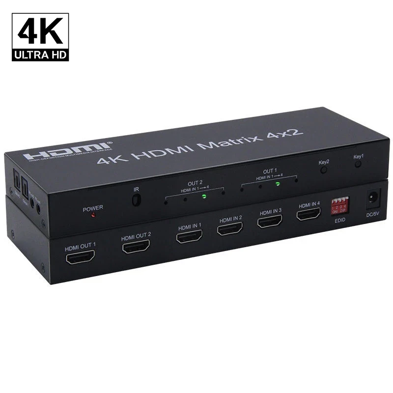 HDMI матрица 4X2 сплиттер переключатель 4 в 2 Выход видео преобразователь