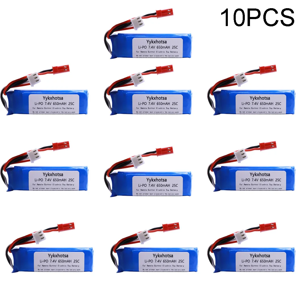 Аккумулятор Lipo для WLtoys A202, A212, A222, A232, A242, A252, 7,4 В, 650 мА · ч, 2S, 10 шт./лот