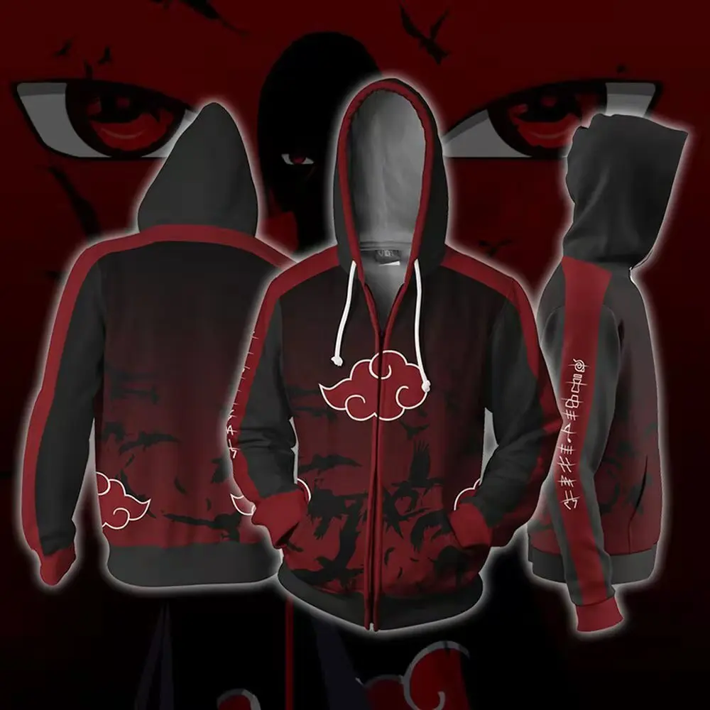 

boy girl Anime 3D Hoodie Uchiha Sasuke Akatsuki Cosplay Sweatshirt Zipper Jacket Narutoes Coat Pullover Tracksuit Men Women