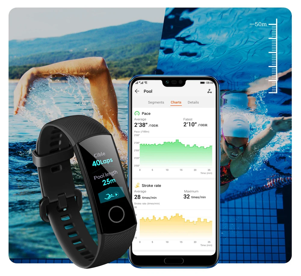 Умный Браслет huawei Honor Band 5, 4, 0,95 дюйма, трекер, умный OLED, для плавания, водонепроницаемый, Bluetooth, фитнес-трекер, сенсорный экран