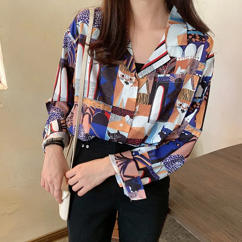 Женская свободная рубашка с длинным рукавом розовая в стиле Харадзюку милым