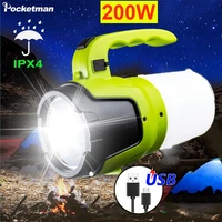 led camping lantern usb rechargeable flashlight outdoor work light waterproof searchlight emergency hiking fishing lamp