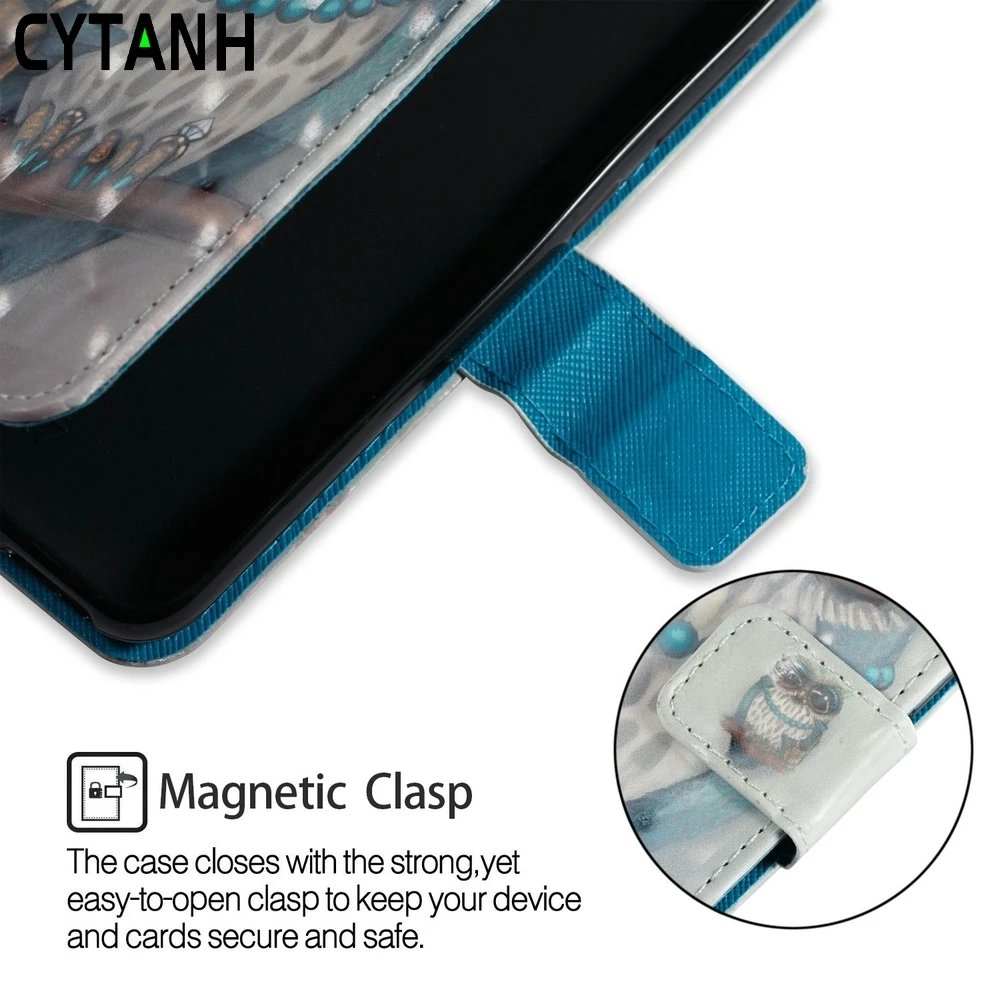 Серый чехол-кошелек с совой для телефона Huawei Nova 2i откидной кожаный чехол из