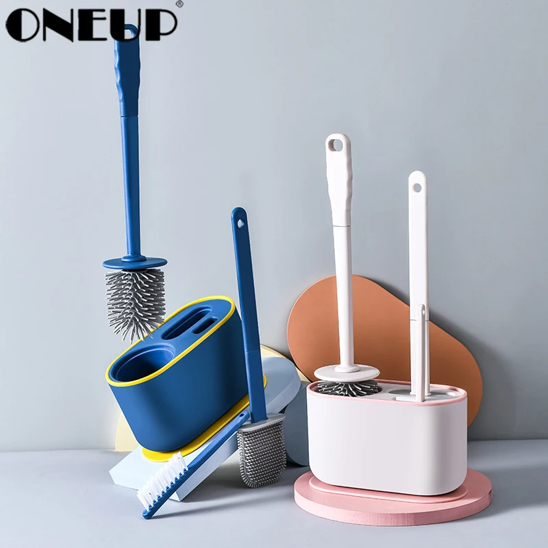 ONEUP 3 в 1 силиконовая щетка для унитаза настенная длинная домашняя щетка для чистки без мертвой точки артефакт аксессуары для ванной комнаты - изображение