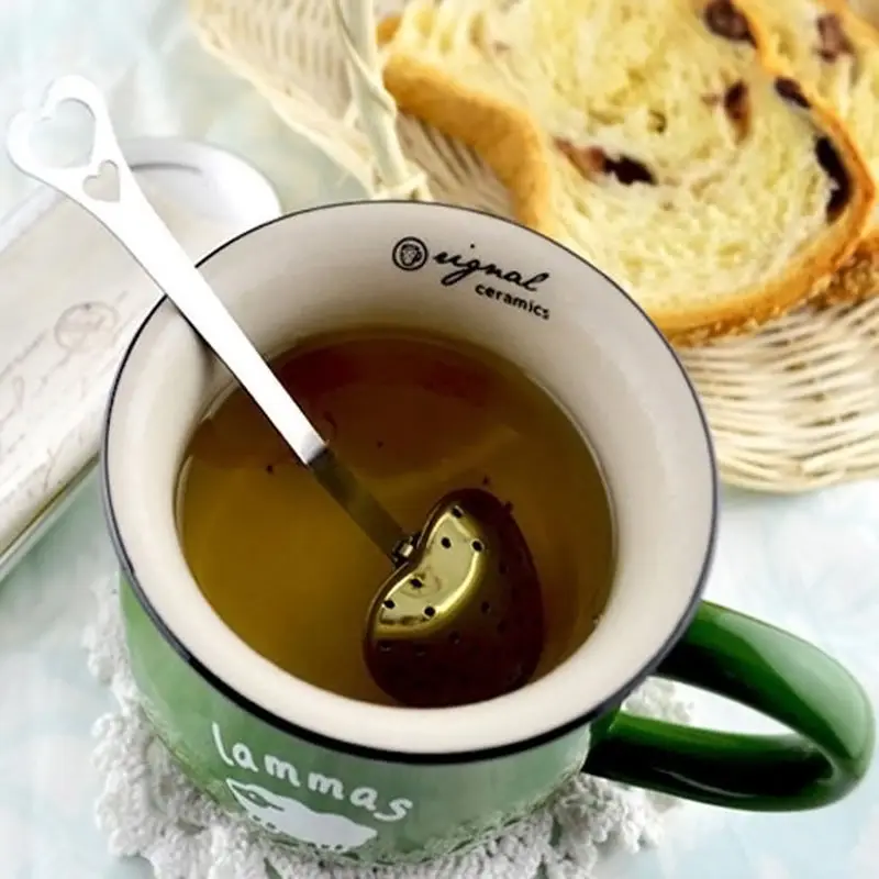 

1 Pcs Stainless Steel Spoons Heart Shape Tea Infuser Spoon Strainer Steeper Handle Shower Ice Cream Tea Coffee Strainer Tools