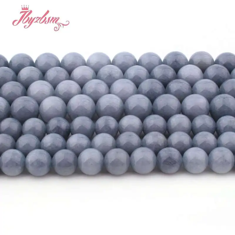 

6,8,10,12mm Smooth Round Ball Beads Blue Angelite Jade Stone Beads For DIY Necklace Bracelets Jewelry Making 15" Free Shipping