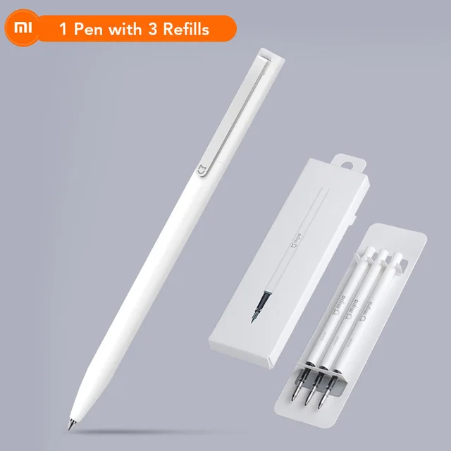 1 Pen with 3 Refills Xiao mi ручка mi jia ручка с 0,5 мм швейцарская заправка 143 мм роликовый шариковый ролик mi Xiao mi шариковая вывеска - Цвет: 1 Pen with 3 Refills