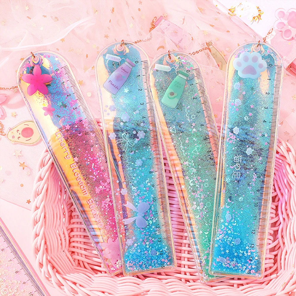 1 шт. масляной поток песка линейки закладки Kawaii лазерный Рисунок шаблон кружева