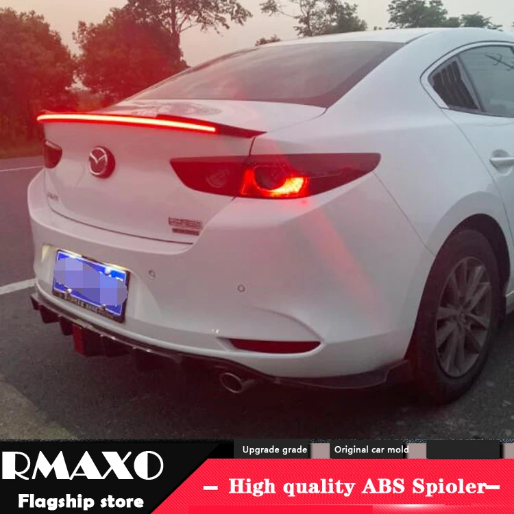 

For Mazda3 Axela Spoiler 2019-2020 Mazda 3 Axela Black Spoiler with Light ABS Material Car Rear Wing Color Rear Spoiler
