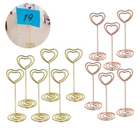 12 pcs golden heart shape photo holder stands table number holders place card paper menu clips for wedding party decor