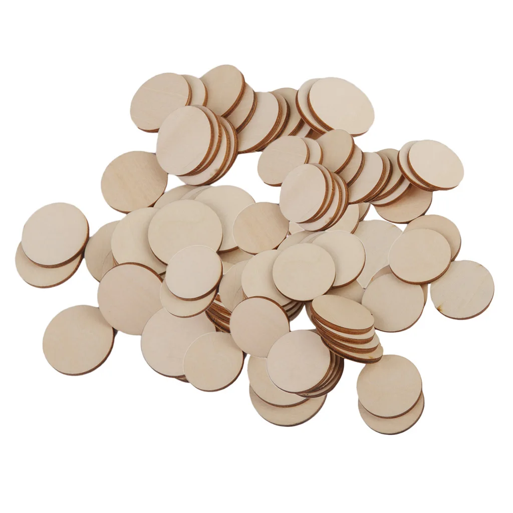 80x пустые простые круглые отрезные деревянные ломтики диски художественные