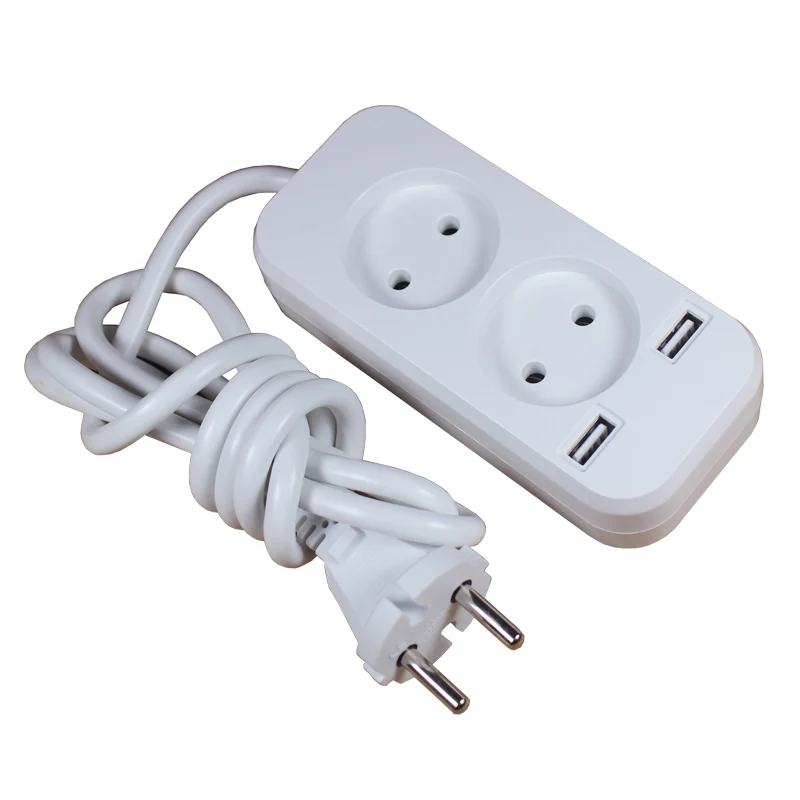 

Double Socket European 2A 5V USB extension socket with 1.5m CCA cable KE-11-1.5