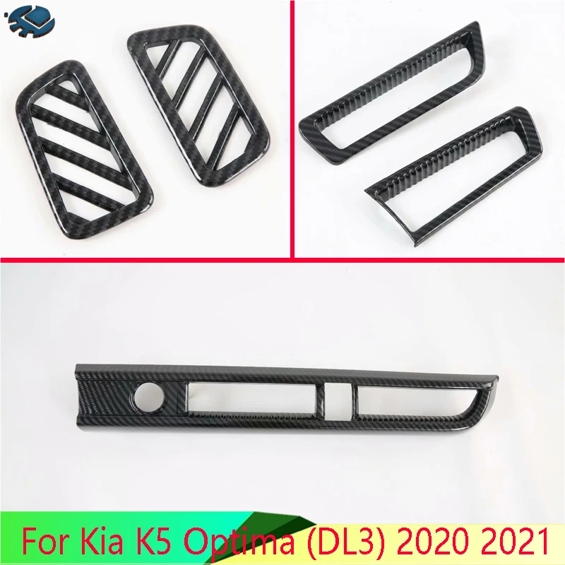

For Kia K5 Optima (DL3) 2020 2021 Carbon Fiber Style Air Vent Outlet Cover Dashboard Trim Bezel Frame Molding Garnish