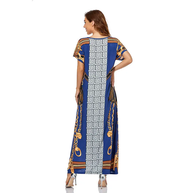 

Dresses for Women City Casual Fashion Printing Ankle-Length Spring/Autumn O-Neck Pullover Short Sleeve Long Skirt