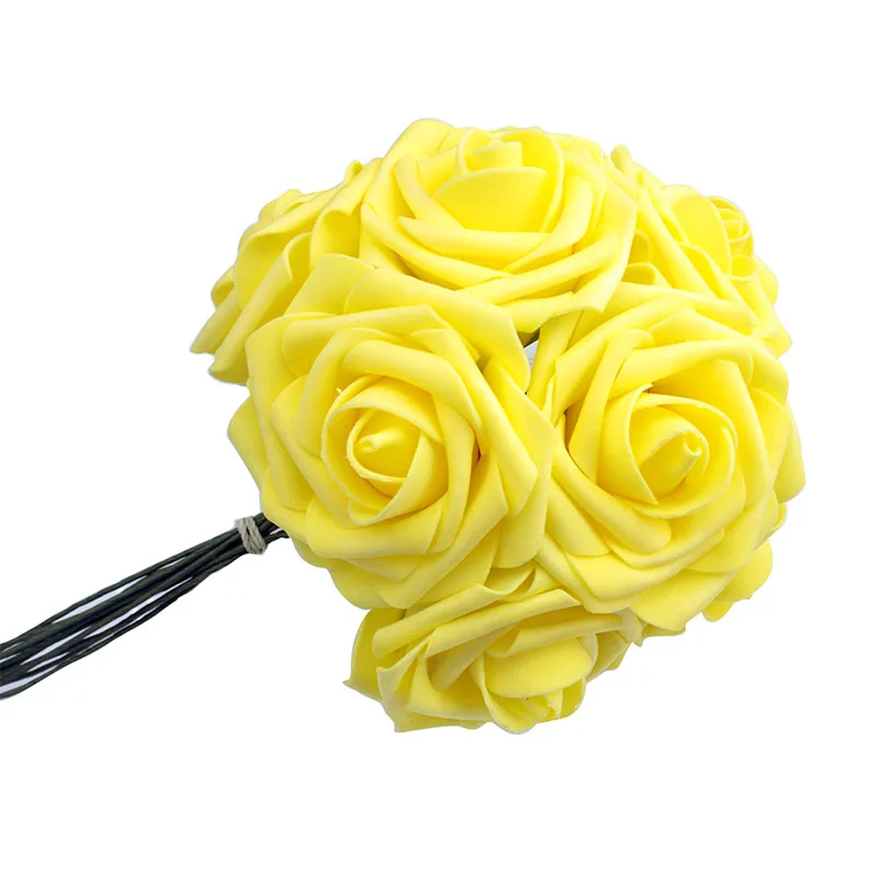 Yellow 10 голов, искусственные розы, букет невесты на свадьбу, домашний декор, искусственные цветы - Цвет: Yellow