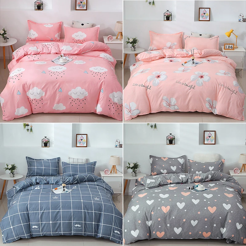

Aloe Cotton Printed Thicken Bedding Set Soft Skin-friendly Bed Sheet Duvet Cover 4 Pcs Sets Cozy Home Bed Sheet Set Pillow Cover