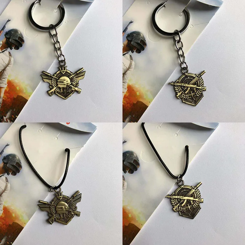 

Classic Game PUBG Keychain Creative Metal Souvenir Shield Backpack Handbag Car Key Accessories Pendant Keyring Necklace Gift New