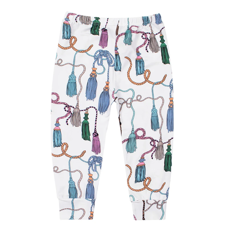 Colorful tassel TinyPeople/Коллекция года; Детские хлопковые брюки с принтом героев мультфильмов; сезон весна-осень; леггинсы для маленьких девочек; милые брюки для новорожденных мальчиков - Цвет: Colorful tassel