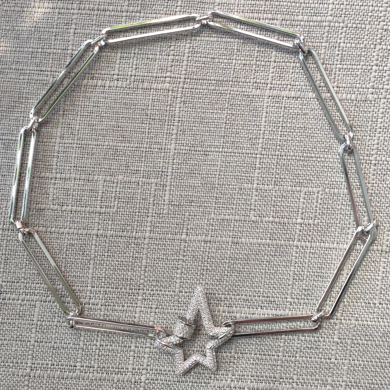 Женский кулон в виде пентаграммы чокер с прямоугольной толстой цепочкой ручной