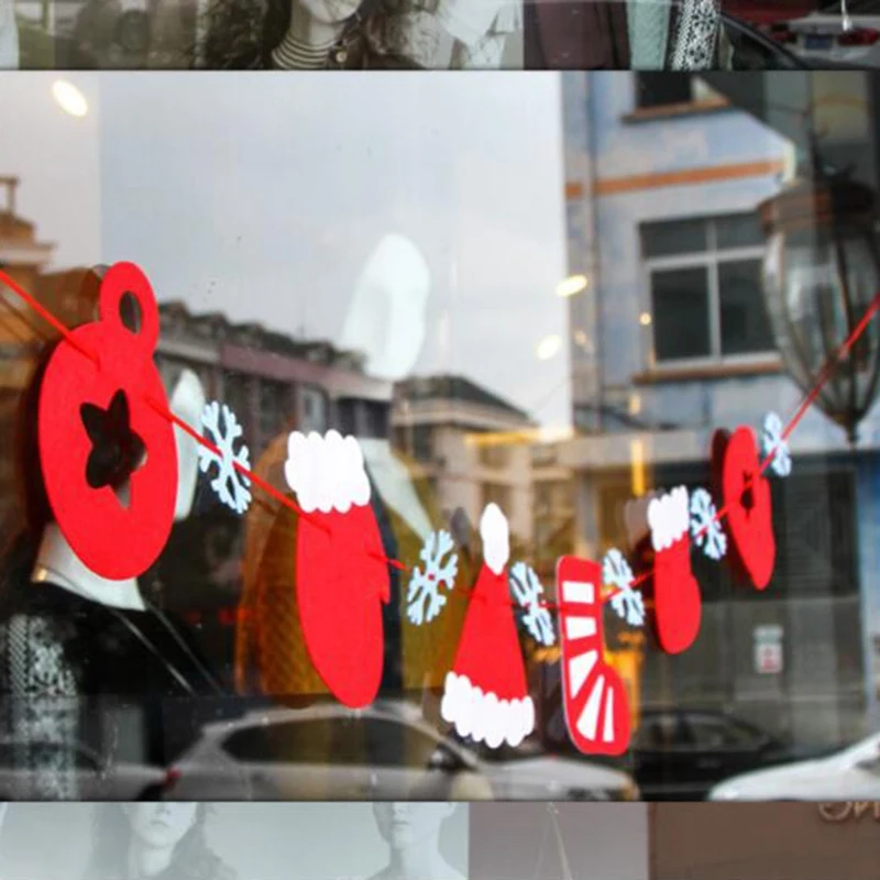 2PCS Happy New Year Christmas Decorations Banner Flags Hanging Ornaments Supplies | Дом и сад