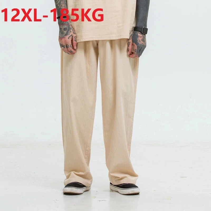 

spring summer men sleep bottoms sleep wear pants loose vintage plus size 12XL 8XL 10XL Breathable home wear Straight pants 78 80