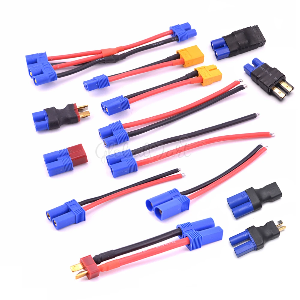 Разъем EC3 EC5 T Deans XT60 TRX переходник конвертер адаптер для аккумулятора Lipo 14AWG/12AWG