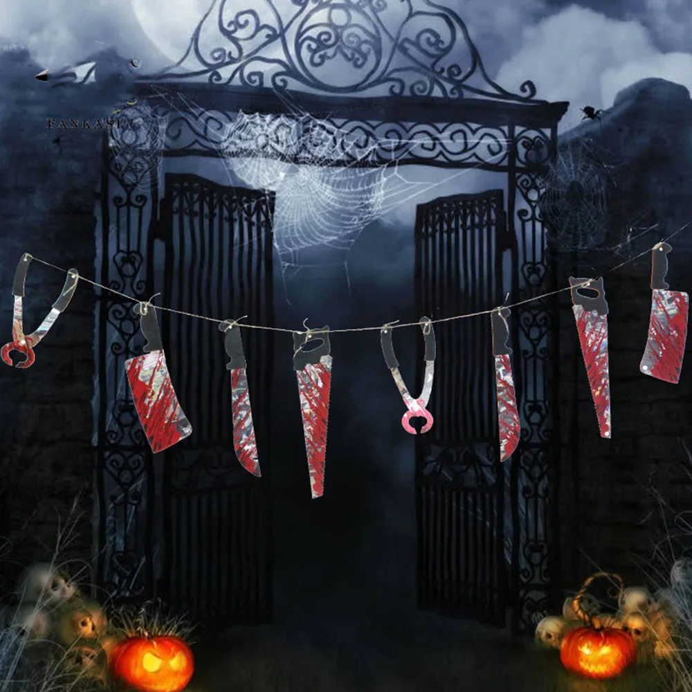Spooky Хэллоуин вечерние дом с привидениями висячая Гирлянда Вымпел украшения для