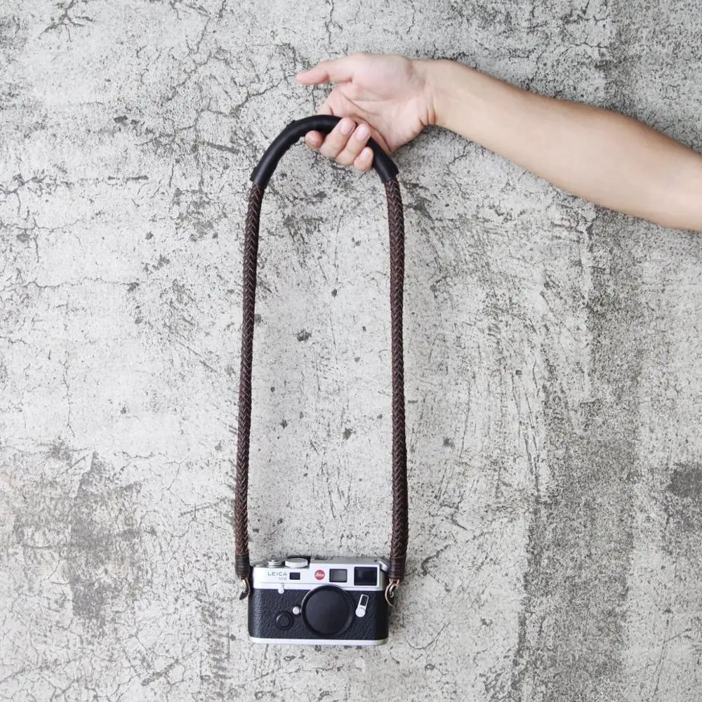 

Cam-in CS223 vintage leather camera shoulder strap handmade eight-strand weaving process