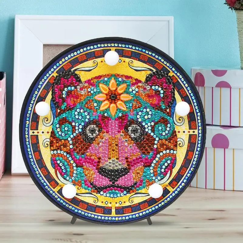 5D DIY специальный кристаллический светильник с вышивкой в виде животных