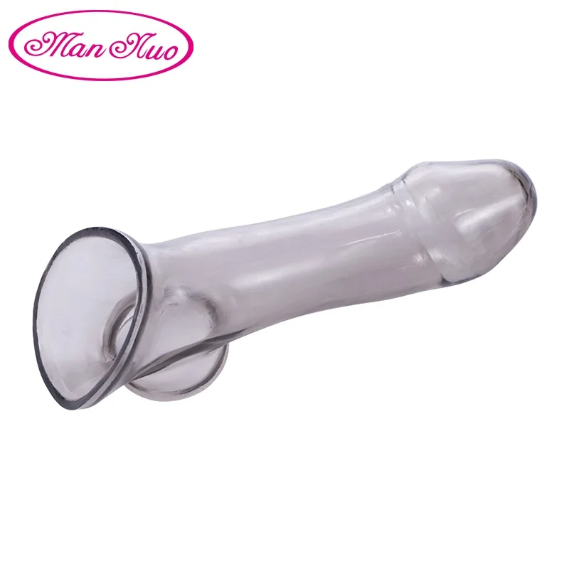 

Man Nuo Reusable Condom Extender Men Cock Sleeve Delay ejaculation Ring On Penis Condoms Dick Erotic Goods Sex Toys For Male Gay