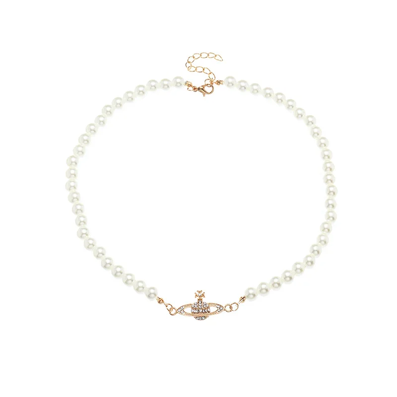 

Fashion Korean Necklace Female Creative Popular Temperament Bead Necklace Elegant Temperament Planet Pendant Jewelry