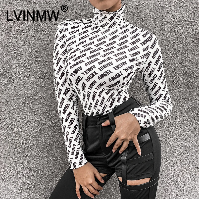 Женская водолазка с надписью LVINMW укороченный топ перчатками пикантная
