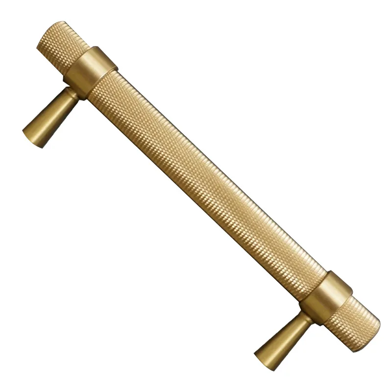 

Long Knurled Handle Kitchen Cabinet Door Handles Drawer Pulls Solid Brass T Bar Bedroom Knobs Wardrobe Decor Furniture Hardware